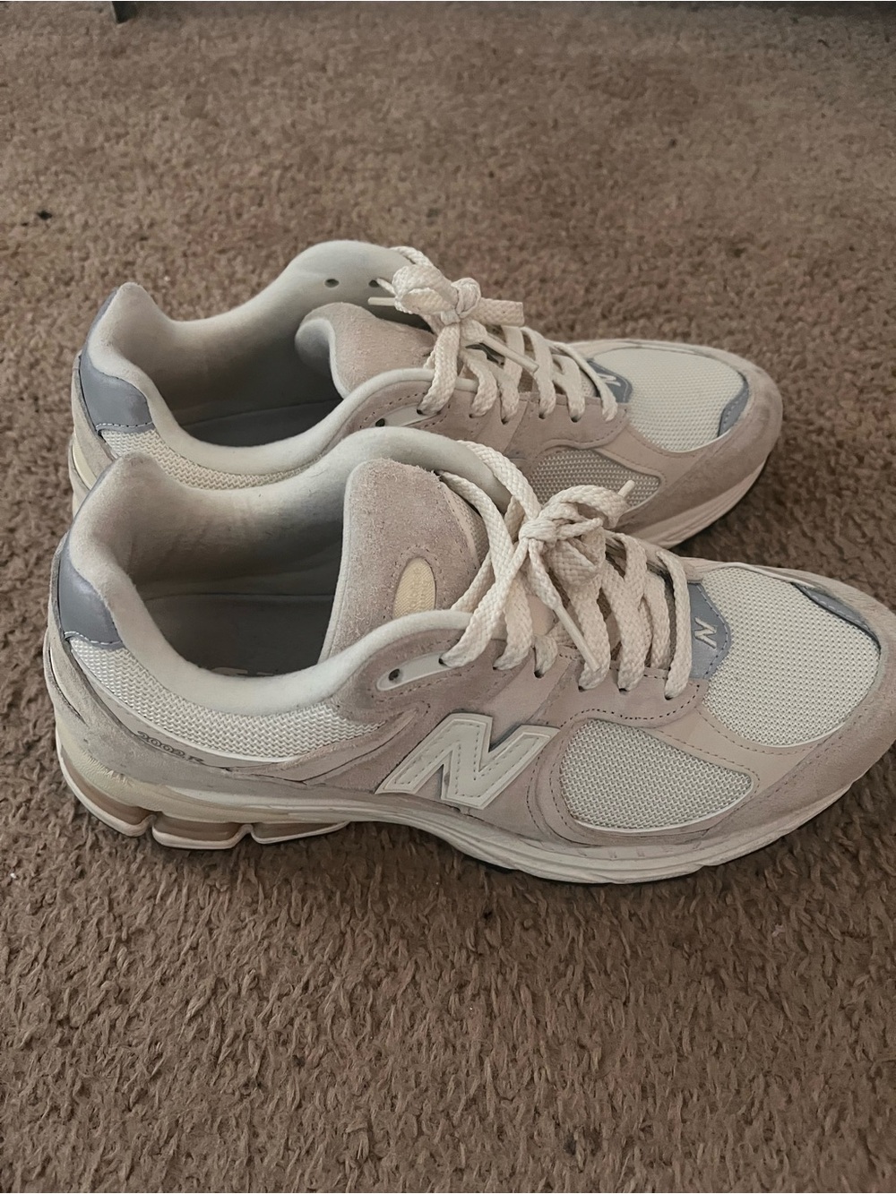 New Balance Women’s Cream & White Mesh Suede Sneakers